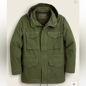 J Crew Garment dyed M65 jacket, with a cinched waist and a hood
